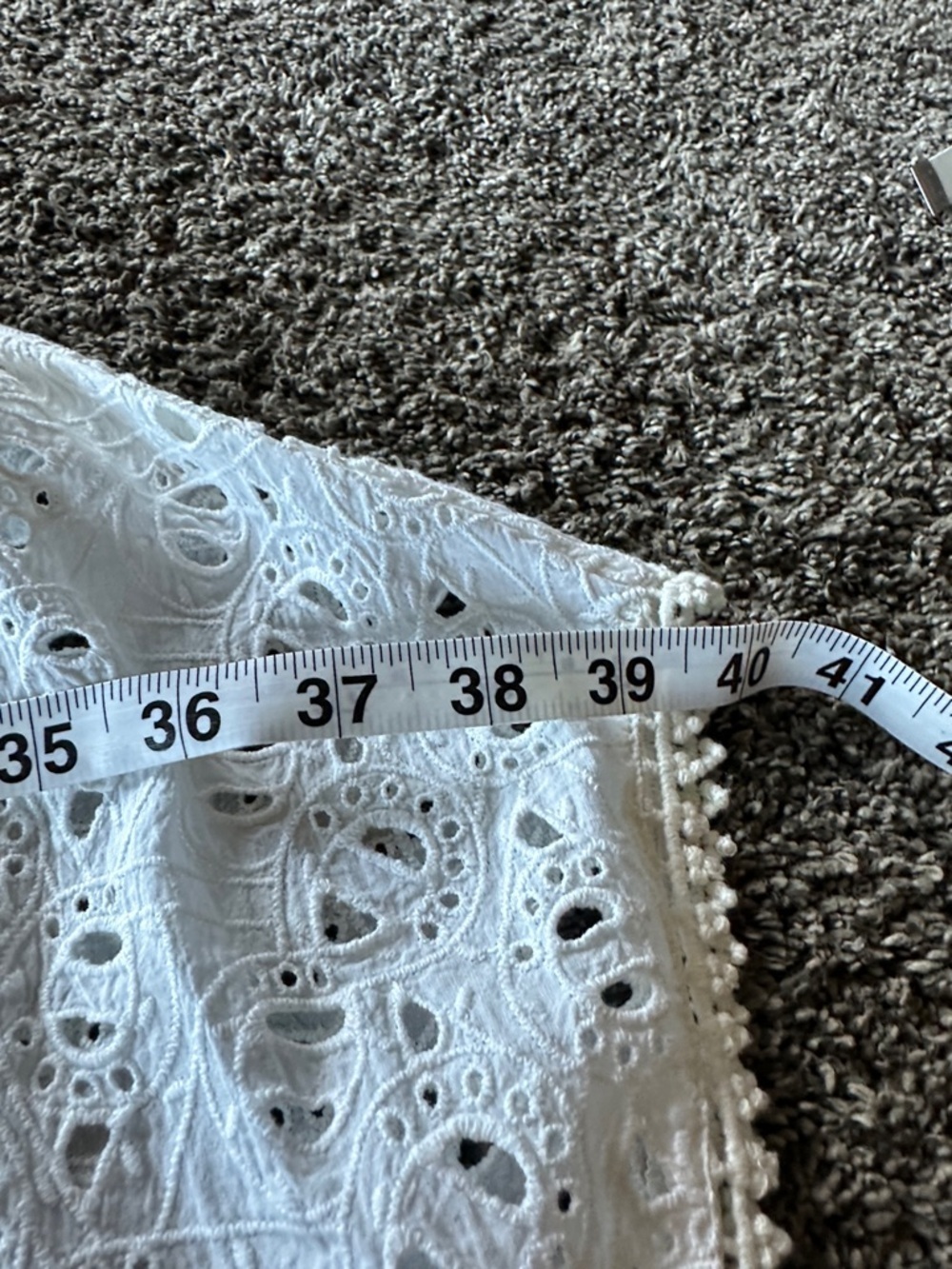 Mediterranean Spanish White Eyelet Dress with Tie Waist Cotton Small/ Medium - Picture 6 of 12